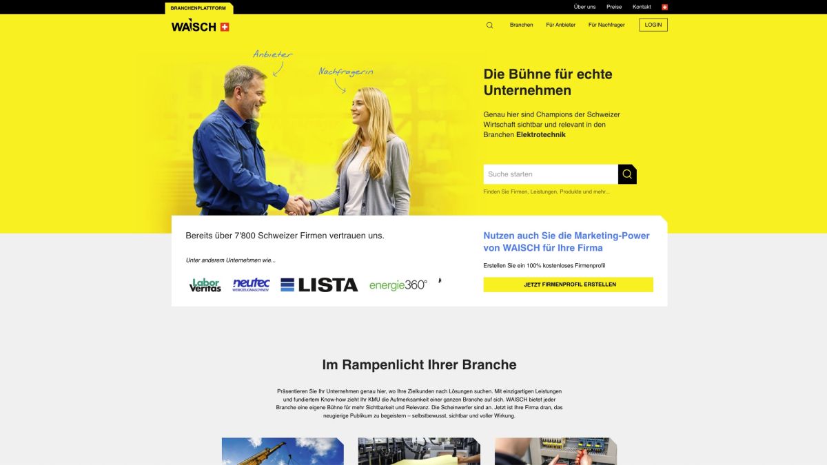 Wir sind live: Die Branchenplattform für Schweizer Unternehmen ganz neu - WAISCH